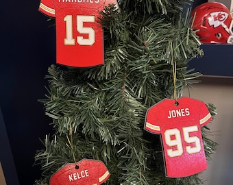 Kansas City Chiefs - Wooden Jersey Ornaments (Choose Player)