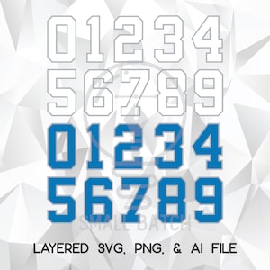 Números de camiseta de fútbol americano de Detroit: archivos SVG, PNG y AI (descarga digital)