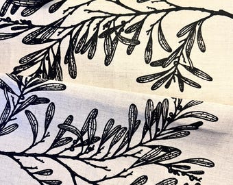 Hand printed Blackwood 100% linen tea towel