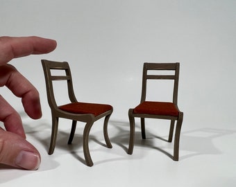 Set of two small chairs- Iced Coffee/Burnt Orange- 1/12th Scale