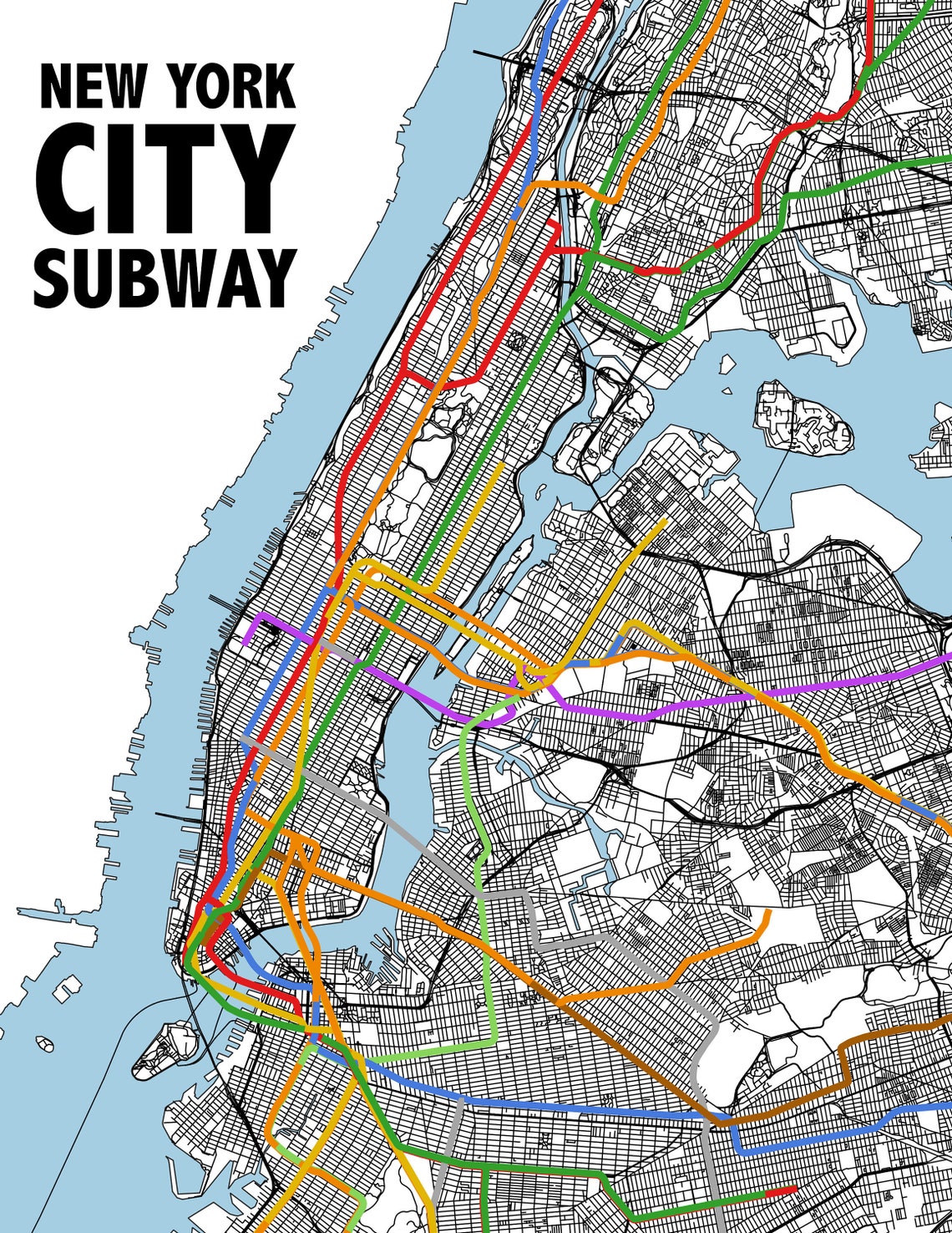 New York City Subway Map Art | Etsy