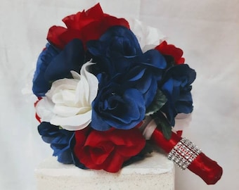 Red White And Blue Silk Flowers Etsy