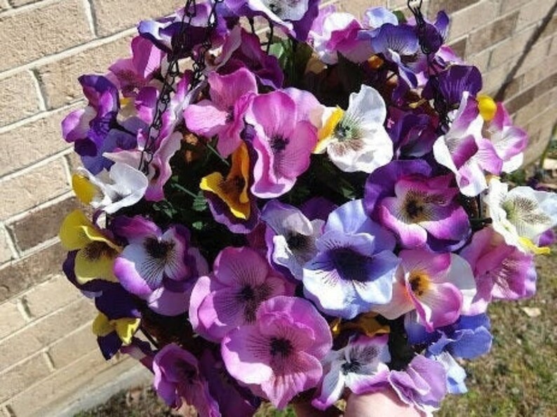 13 Artificial Hanging Flower Basket, Silk Flower Hanging Plant, Easy Care Plants, Last Minute