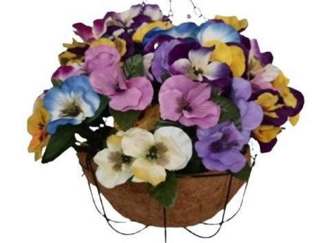 13 Artificial Hanging Flower Basket, Silk Flower Hanging Plant, Easy Care Plants, Last Minute