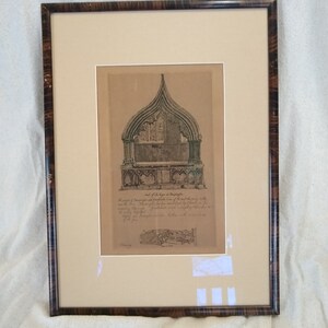Antique Robert Farren Etching: Tomb of Sir Roger de Trumpington, 1881