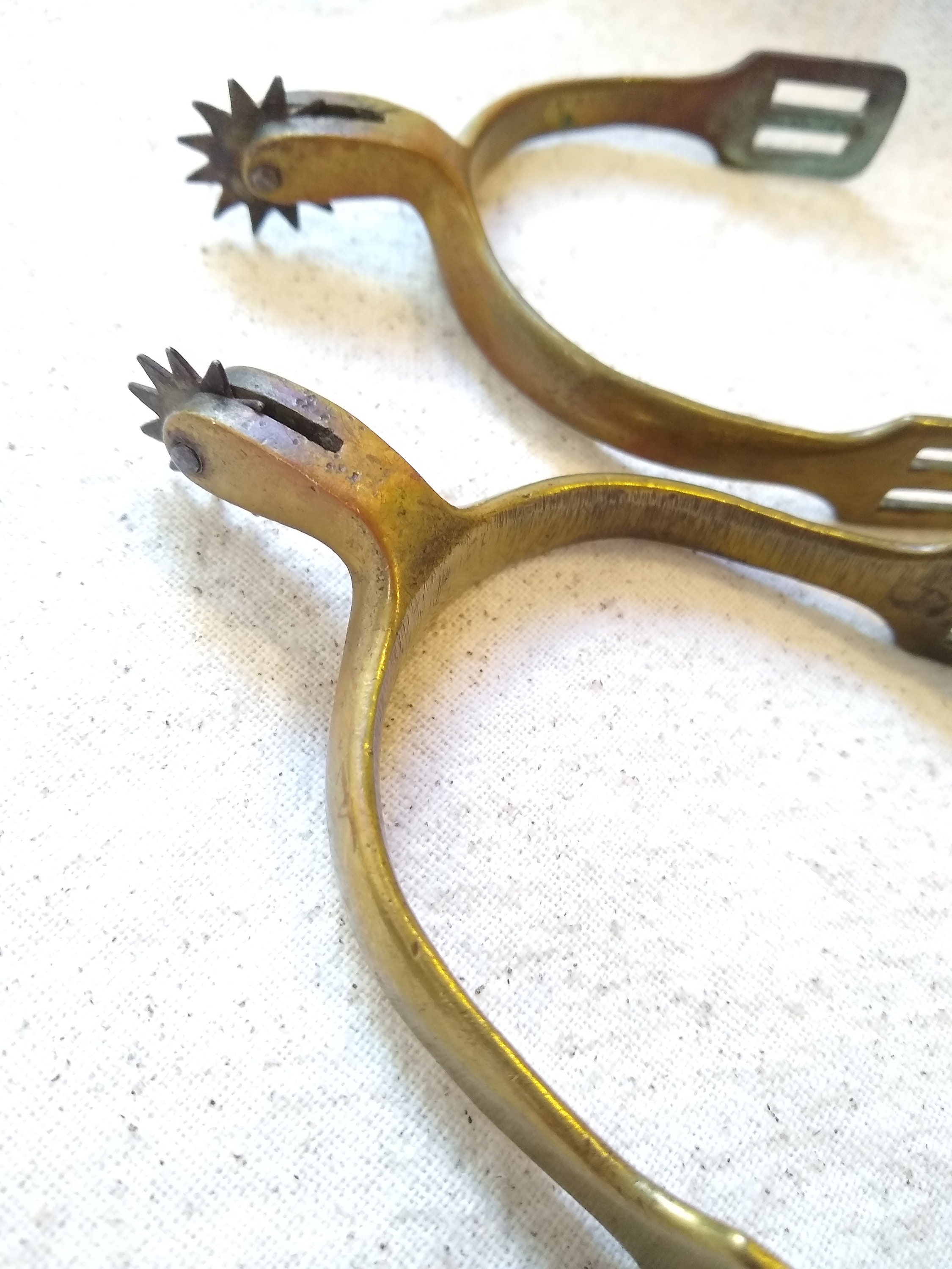 Antique Brass Spurs W/working Rowels 4 1/4 Long X 3 Etsy
