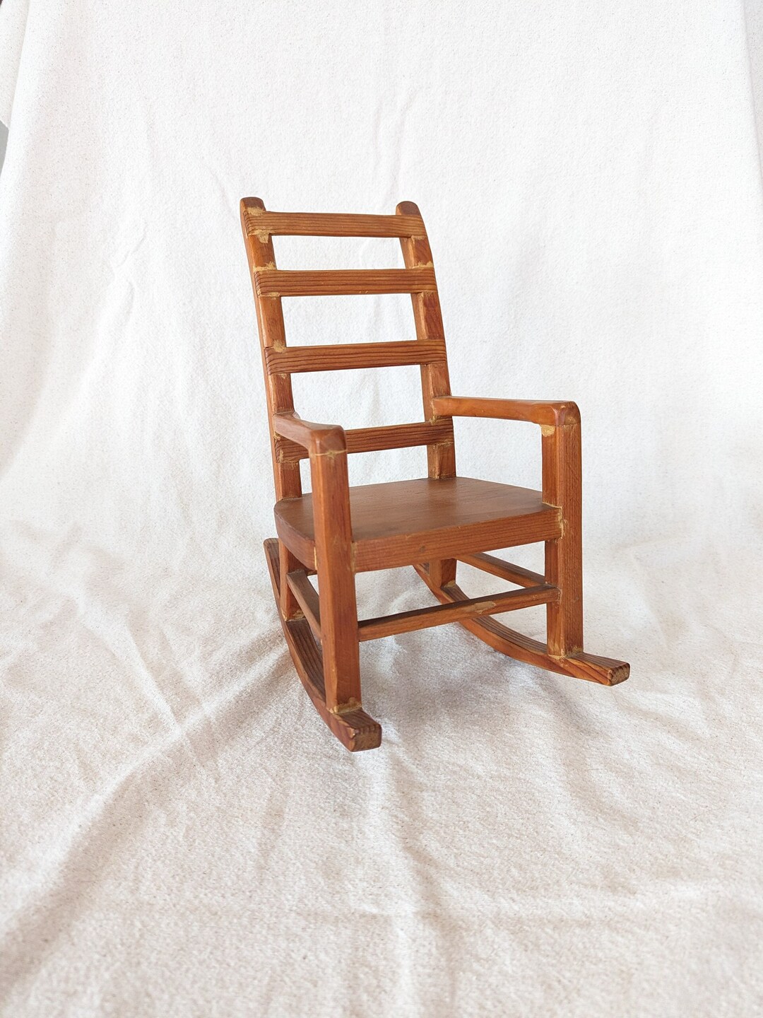 Small Wood Rocking Chair Salesman Sample 12 Tall, 11 Deep, 7 Wide Wood Pegs Signs of Age Super
