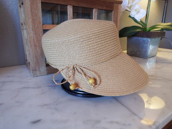 1980's, Vintage, Preston & York, straw hat-sun vis