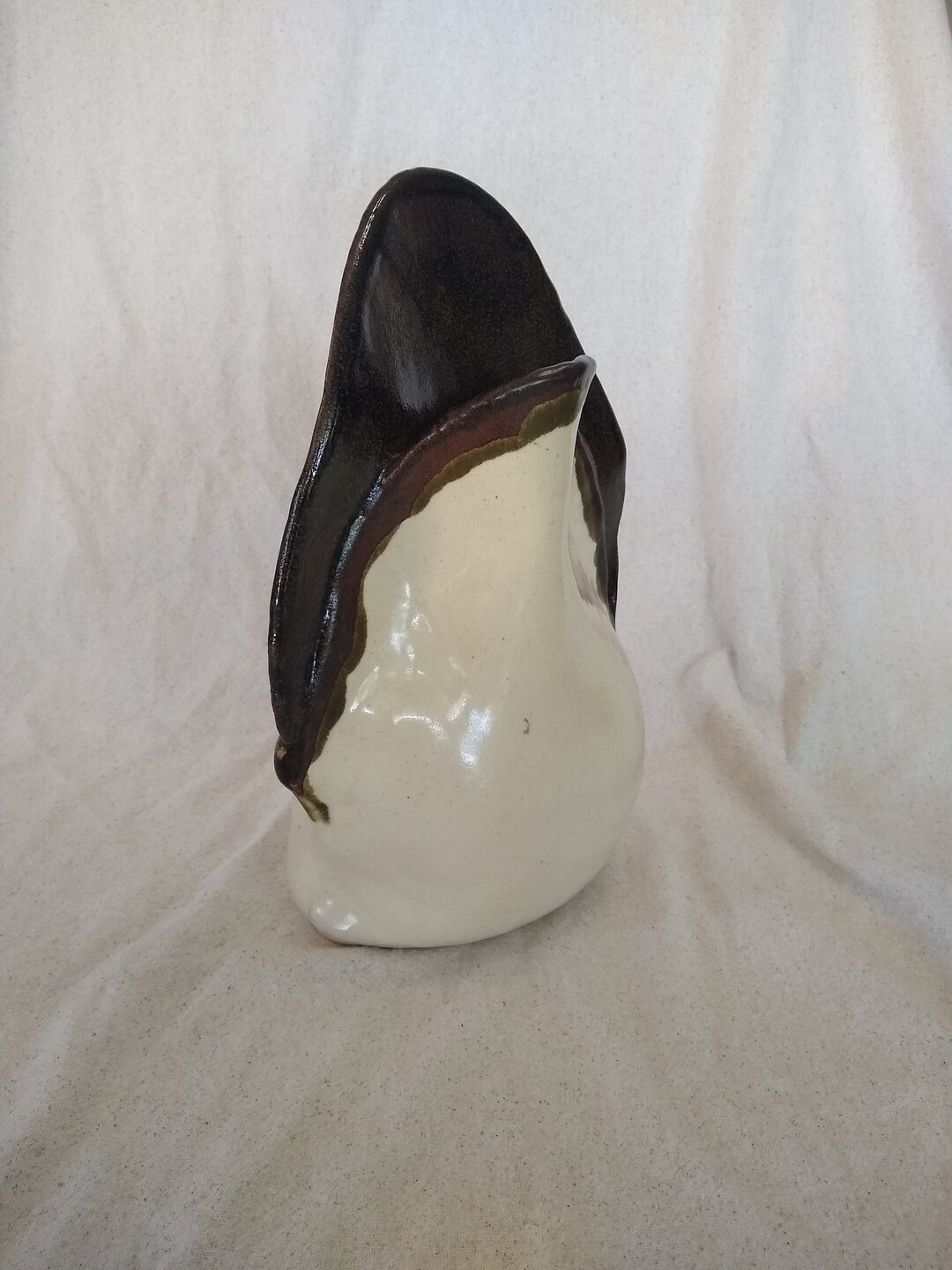 Signed & Dated Slab Pottery Vase Vintage 1980's for Dried Flowers