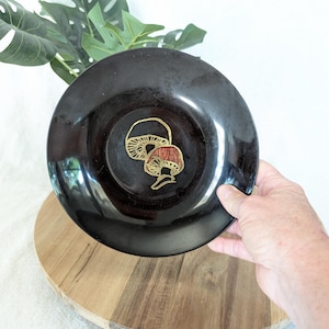 Vintage Couroc Mushroom Bowl: Hand Inlaid Wood & Metal, Monterey CA