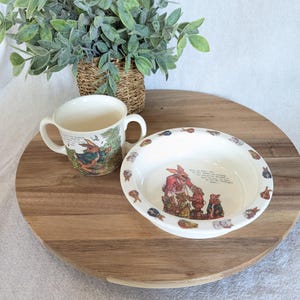 The Tale of Peter Rabbit - 2 pc Melamine set with Toddler Cup and Bowl - Tempest Co., Illustrations by Allen Atkinson from Ariel/Knopf ed.