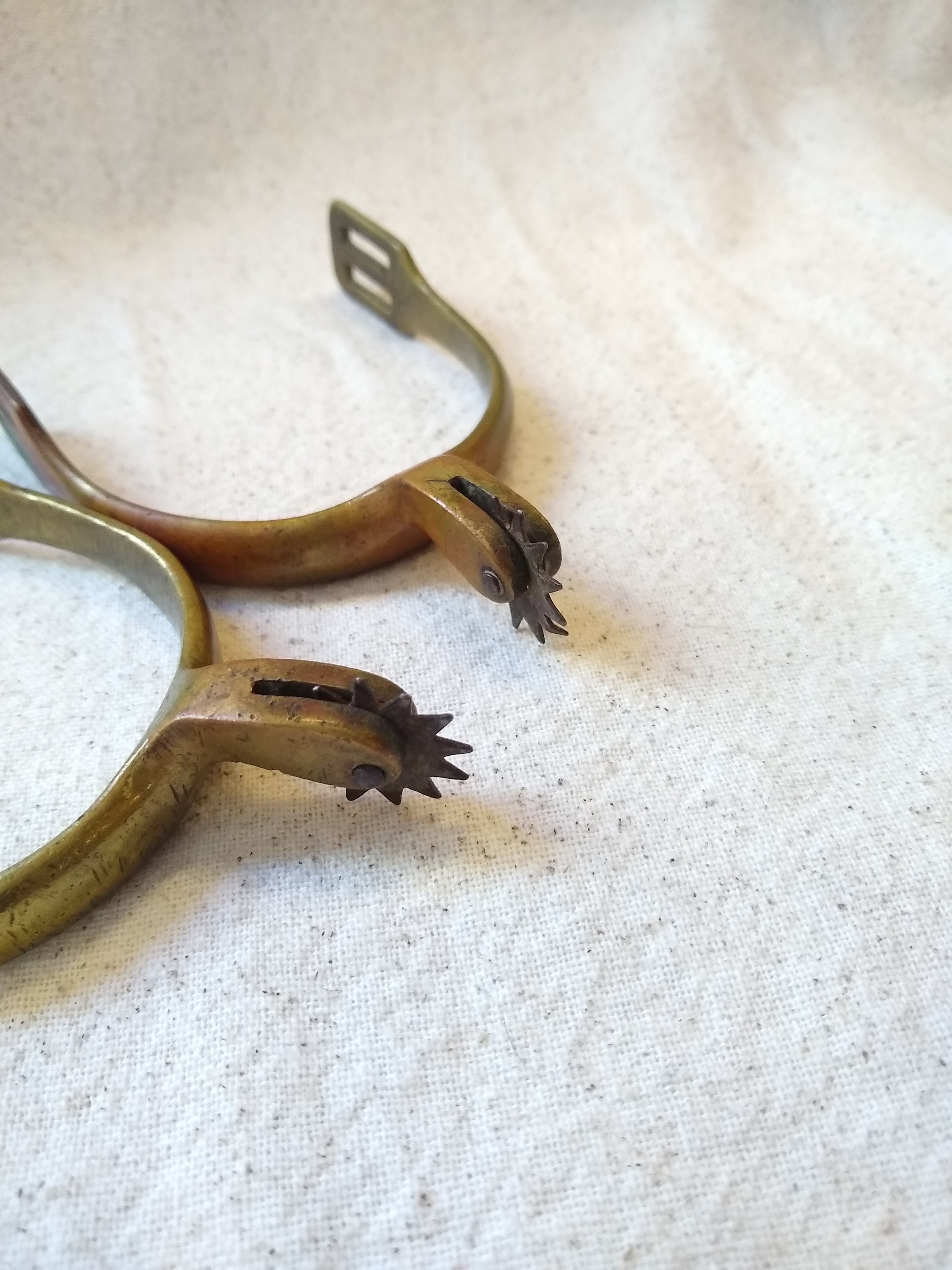 Antique Brass Spurs W/working Rowels 4 1/4 Long X 3 Etsy