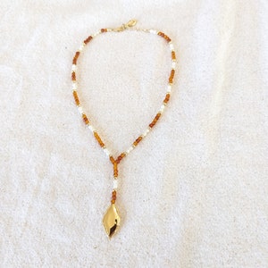 Vintage Givenchy Necklace: Gold-Plated Teardrop, Freshwater Pearls