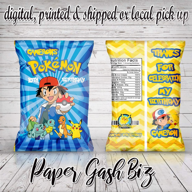 Pokemon Chip Bag, Party Favors, Custom Bags - Etsy