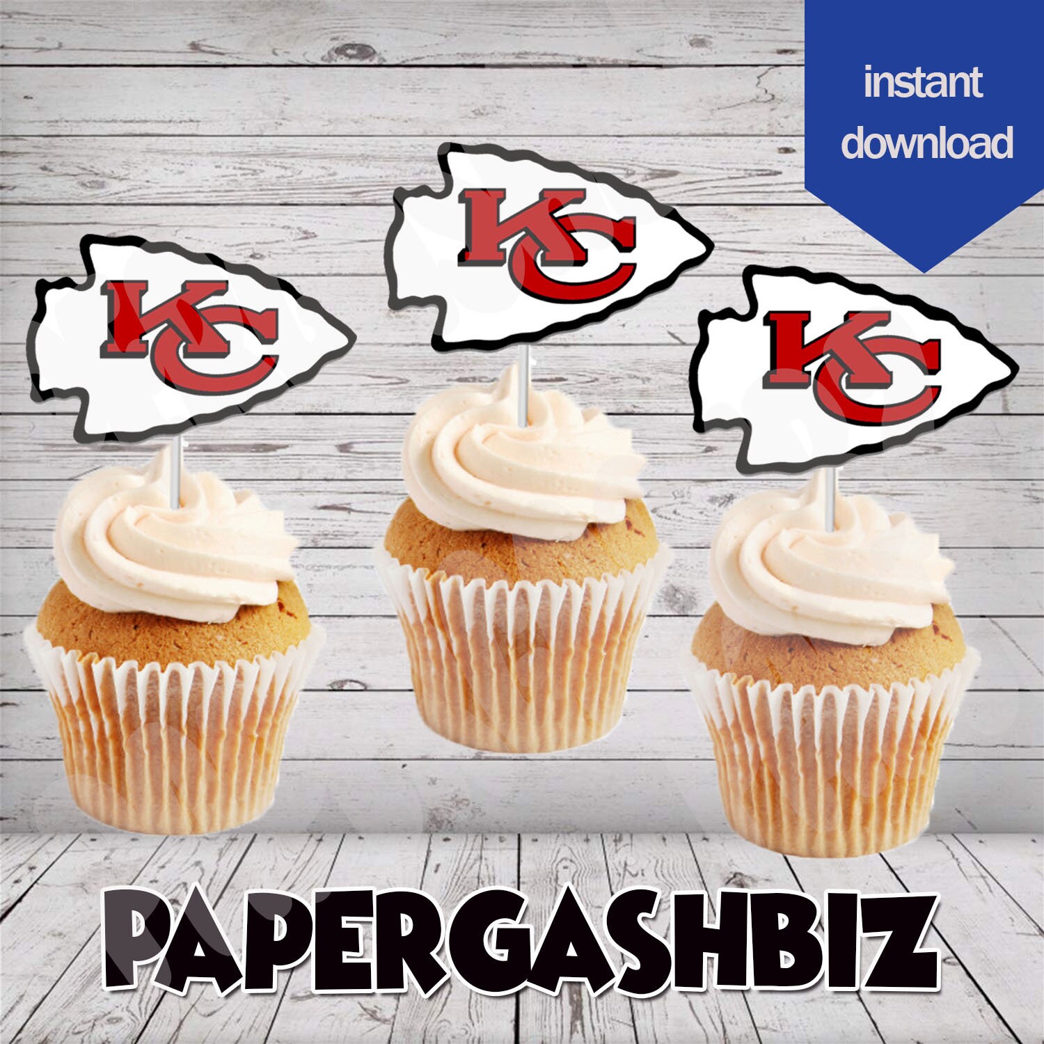 Kansas city chiefs football cupcake toppers superbowl | Etsy