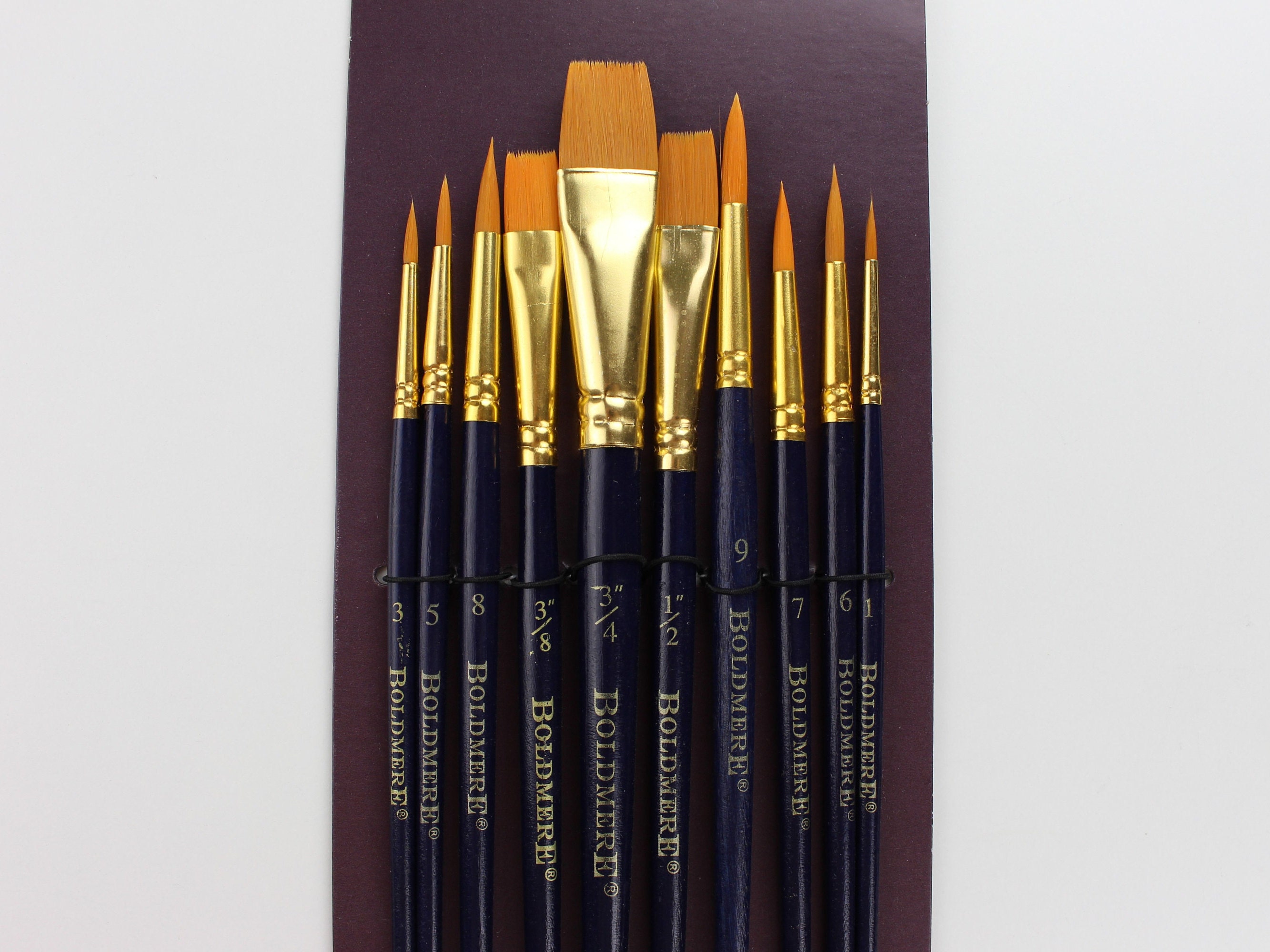 Boldmere 10 Piece Brush Set Round And Flat Gold Taklon artist Etsy
