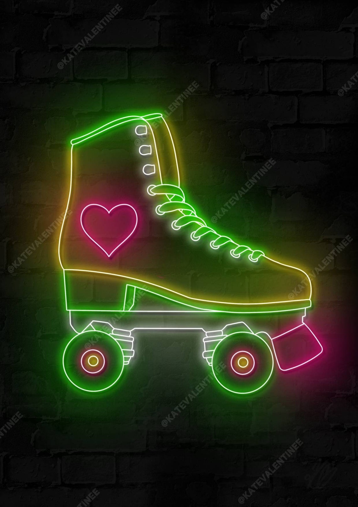 Roller Skate x 3 Neon Style Print Bundle Roller Skate | Etsy