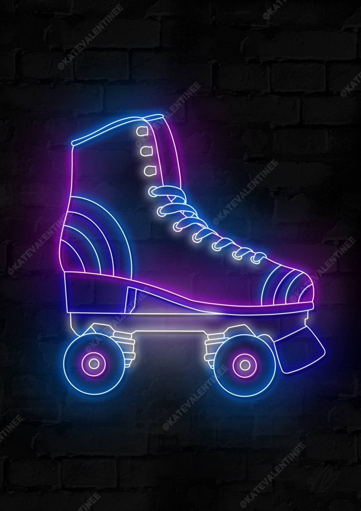 Roller Skate x 3 Neon Style Print Bundle Roller Skate Etsy