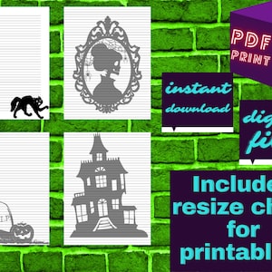 Druckbares Halloween Stationary | Happy Halloween Stationary | Halloween Silhouette Stationary | Halloween Stationary | Lustiges HalloweenPapier