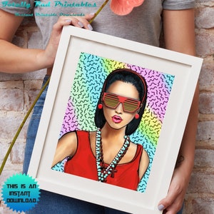 80s Inspired Lady Art | Retro Lady Art | Retro 80s Artwork | Printable Retro Inspired Art | 1980s Retro Art Print | Retro Art Print 1980s