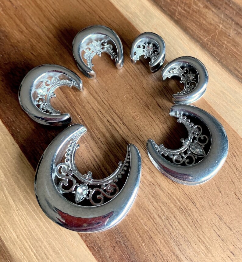 PAIR of Floral Filigree Saddle Surgical Steel Ear Spreaders Etsy