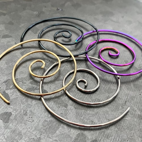 PAIR of Unique Large Steel Spiral Coiled Tapers Gauges 14g - Etsy