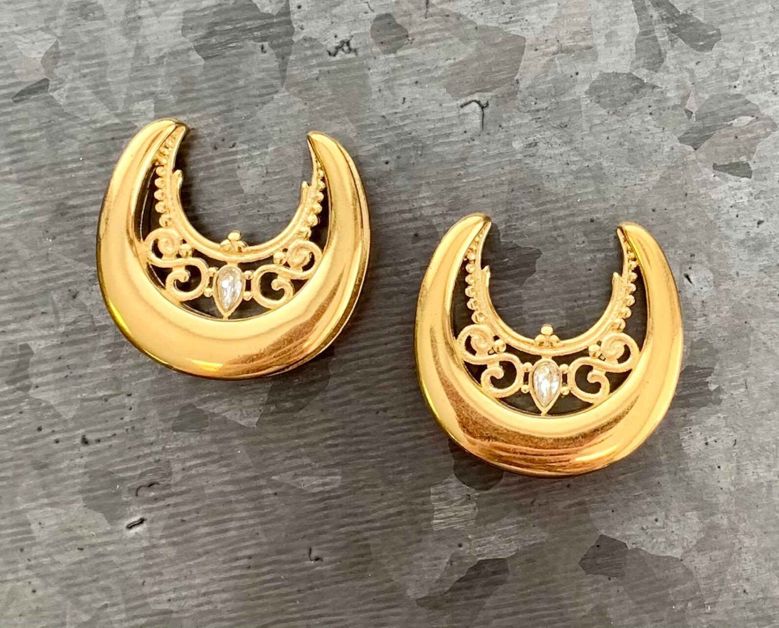 PAIR of Floral Filigree Saddle Surgical Steel Ear Spreaders Etsy