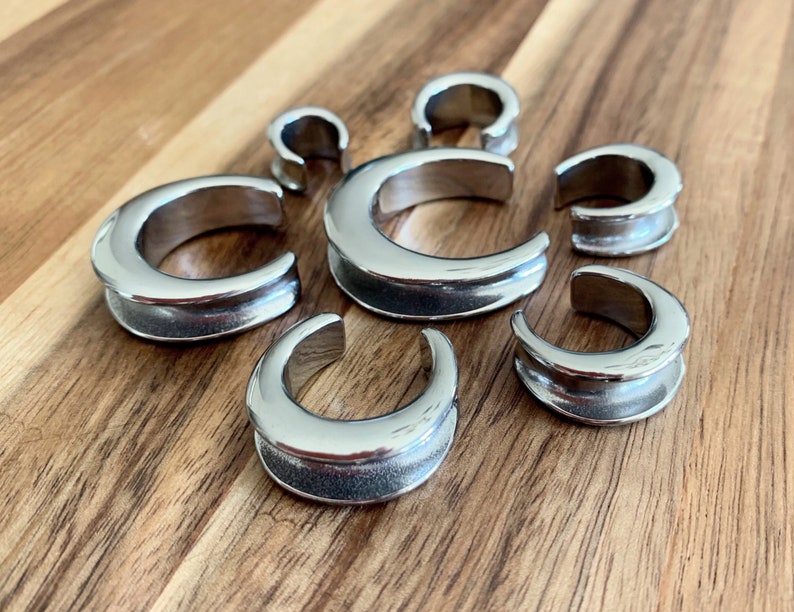 PAIR of Unique Saddle Surgical Steel Ear Spreaders Silver Etsy