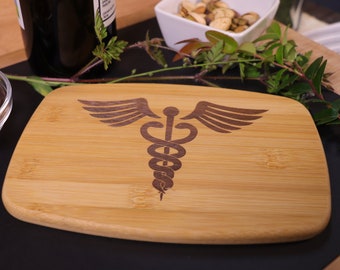 Caduceus Medical Symbol Engraved Bamboo Cutting Board