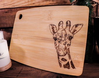 Giraffe Fire Painting versch Cat Personalized Animals Children/'s Cutting Board Whale Customizable Rabbit Bread Time Board Wish Textname