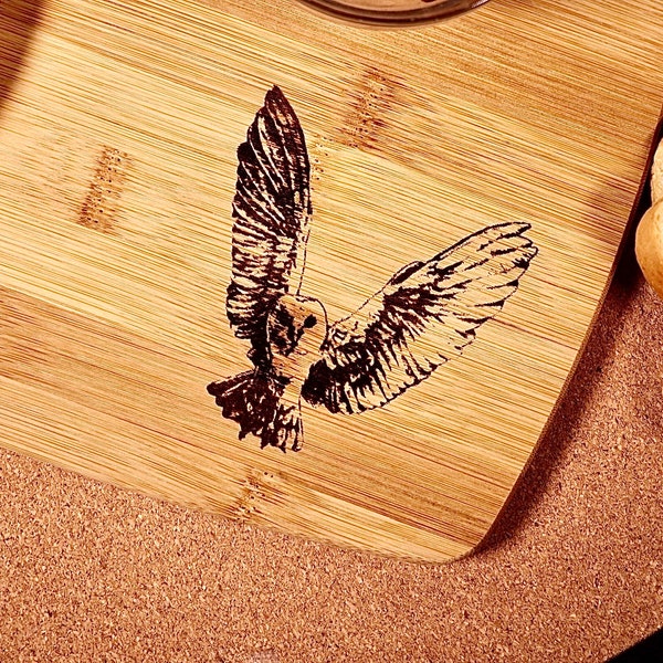 Barn Owl Feather Flight Bird Bamboo Cutting Serving Charcuterie Chopping Board