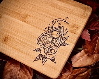 Ouija Board Style Halloween Creepy Spiritual Autumn Fall Bamboo Cutting Serving Charcuterie Cheese Board