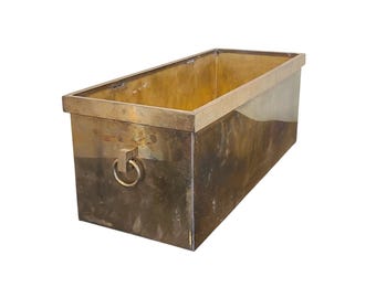 Vintage French Neoclassic Style Rectangular Brass Planter - Decorative Crafts