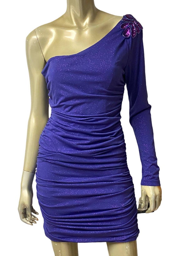 NWT Vtg Y2K City Triangles Purple Sparkly Bodycon 