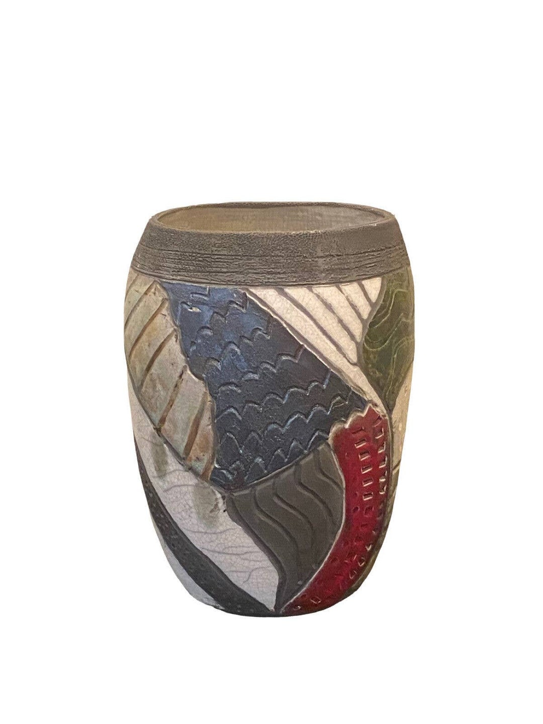 Vintage Studio Art Raku Pottery Abstract Crackle Modern Vase Signed - Etsy