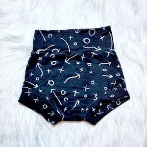 Playbook Bummies, Bummie, High Waisted Shorts, Football Plays, Diaper Cover, Baby Bummies, Toddler Shorties, Toddler Bummies, Football Baby