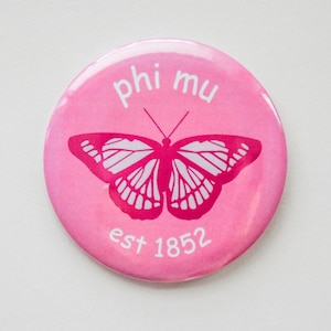 Phi Mu Greek Butterfly Button