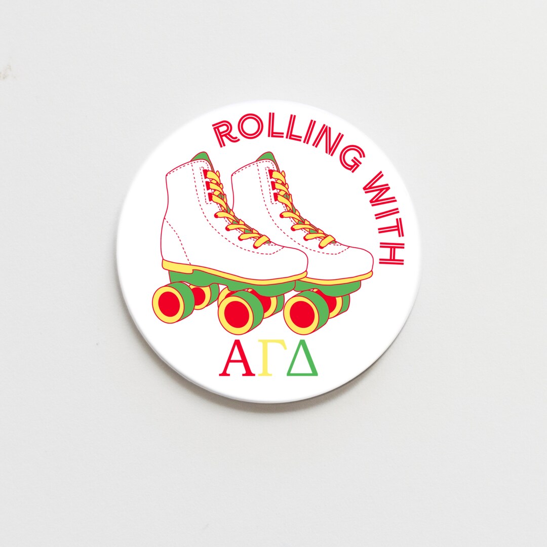 Alpha Gamma Delta Roller Skate Greek Button Etsy