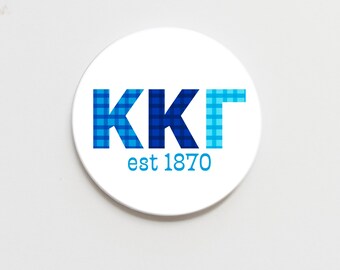 Kappa Kappa Gamma Greek Gingham Letters Button