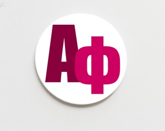 Alpha Phi Greek Block Letters Button