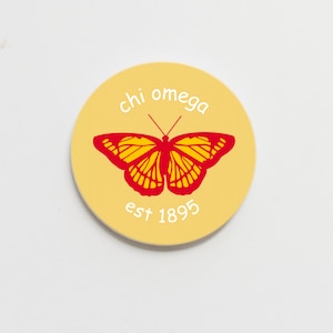 Chi Omega Greek Butterfly Button