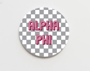 Alpha Phi Checkerboard Greek  Button