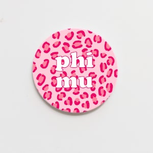 Phi Mu Cheetah Greek  Button