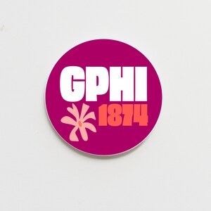 Gamma Phi Beta Greek Funky Floral Button