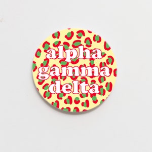 Alpha Gamma Delta Cheetah Greek  Button