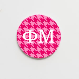 Phi Mu Houndstooth Greek Button