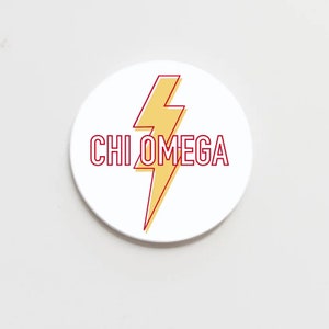 Chi Omega Greek Lightning Button