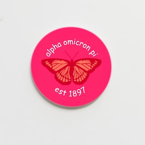 Alpha Omicron Pi Greek Butterfly Button