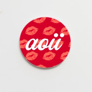 Alpha Omicron Pi Kisses Greek  Button