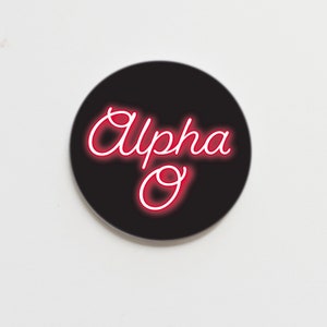 Alpha Omicron Pi Neon Greek  Button